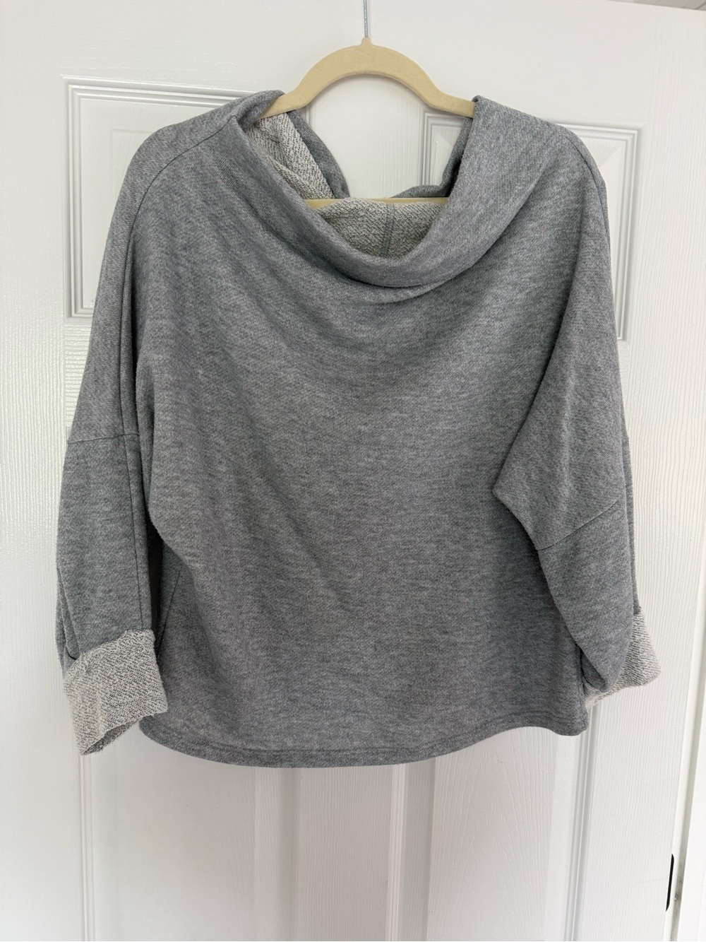 White Birch Heather Gray Cowl Neck Loose Fitting Sweatshirt